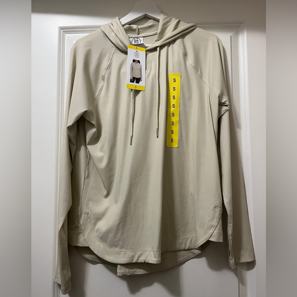 Stylish Cream Hooded Top